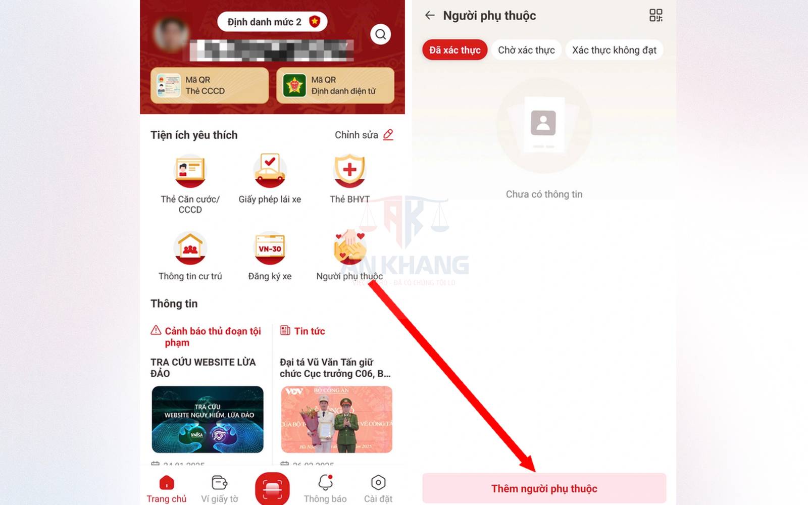 Đăng ký người phụ thuộc trên VNeID - Bước 2: Thêm người phụ thuộc