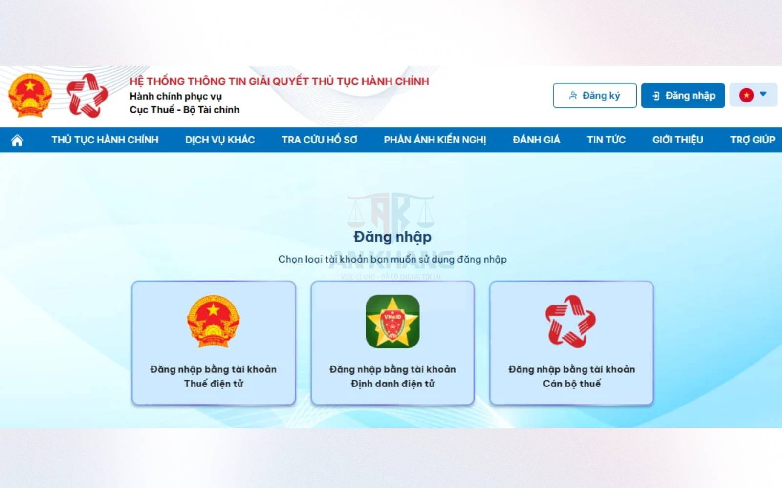 Đăng ký người phụ thuộc trên dịch vụ công - Bước 2: Đăng nhập hệ thống