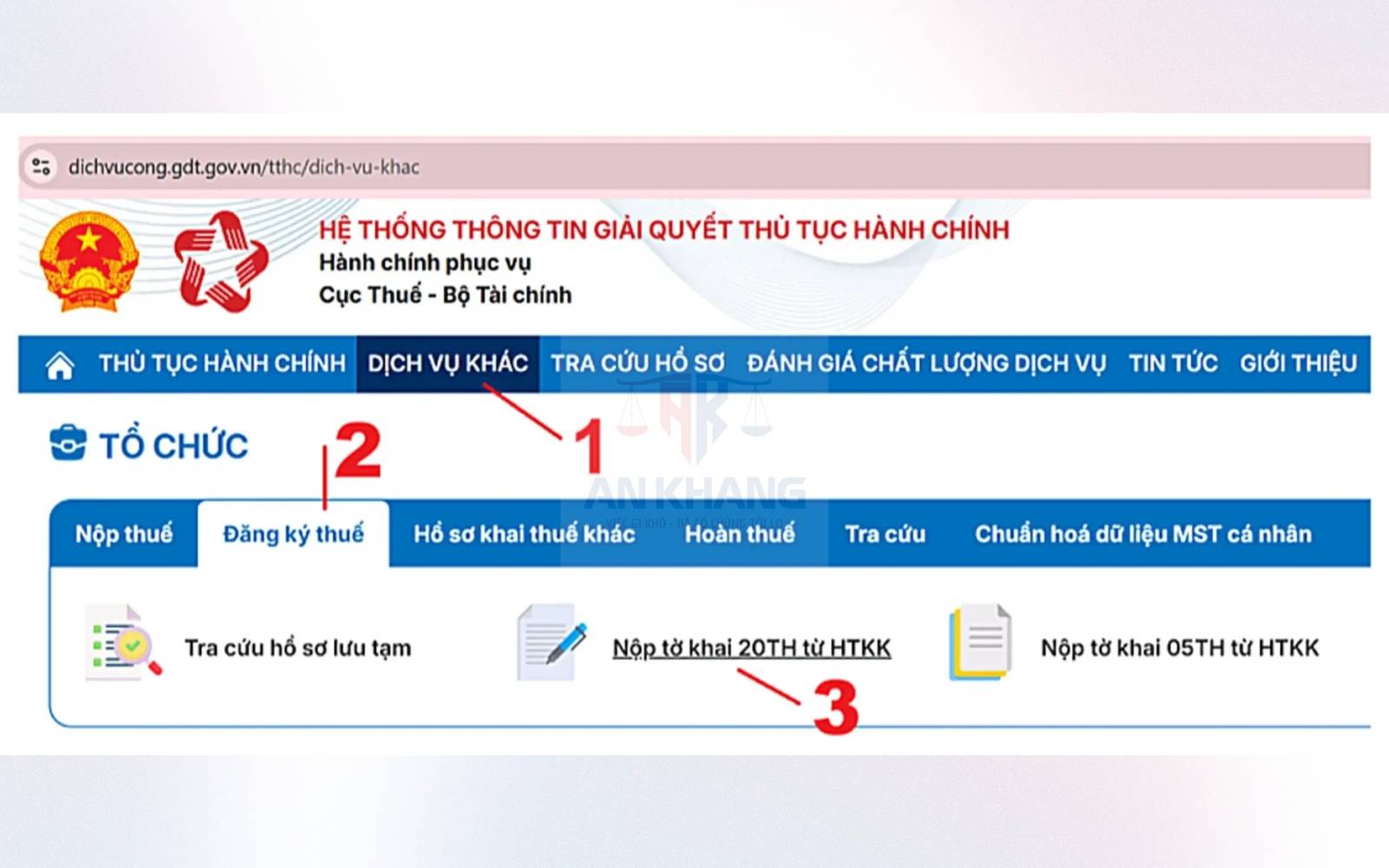Bước 3: Sau khi đăng nhập thành công, chọn chức năng “Nộp tờ khai 20TH từ HTKK”.