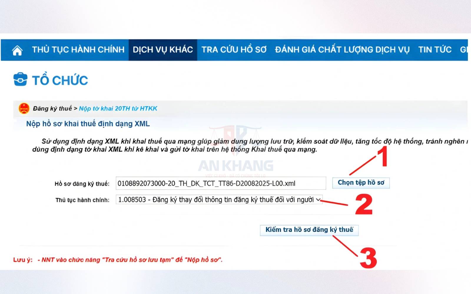 Bước 4: Tải file tờ khai XML đã lập trên phần mềm HTKK lên hệ thống
