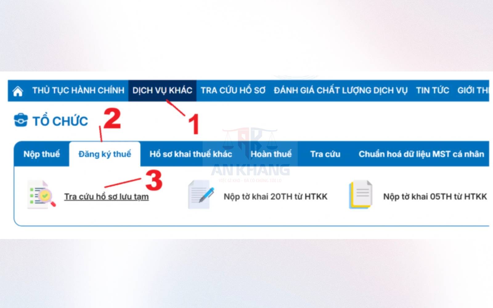 Chọn “Tra cứu hồ sơ tạm”