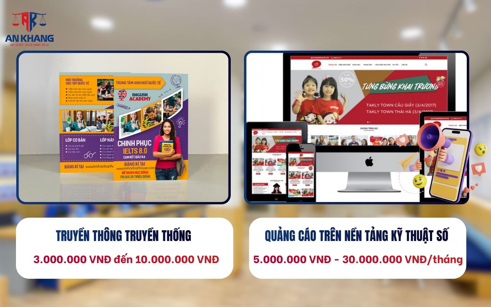 Phân bổ nguồn vốn hợp lý vào các kênh truyền thông để thu hút học viên tiềm năng Chi phí mở trung tâm tiếng Anh liên quan đến Marketing