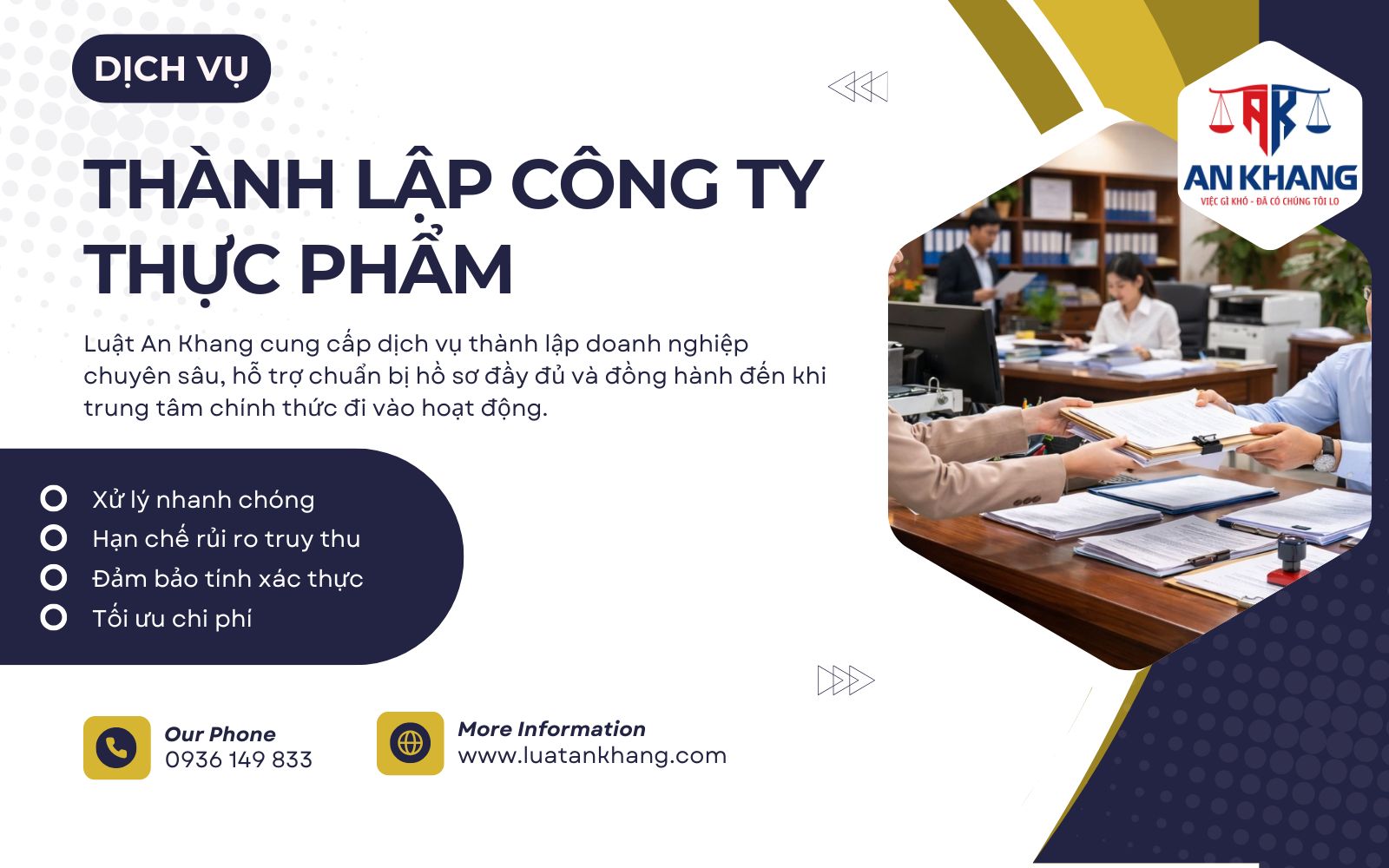 Luật An Khang - Đơn vị hỗ trợ dịch vụ thành lập công ty thực phẩm uy tín